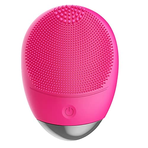 Image of Electric Silicone Face Cleanser Brush Scrubber Ultrasonic Vibrating, Waterproof Facial Cleansing Brush, Facial Massager Tool for Exfoliating Makeup Removing Blackhead (Rose)