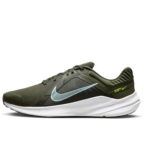 Image of NIKE Men's Quest 5 Sneaker, Cargo Khaki Glacier Blue Sequoia White, 9 UK