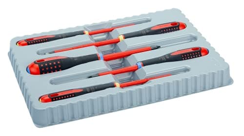 Image of Bahco 9882S BE-9882s Insulated Ergo Slot/Pozi Screwdriver Set (5 Pieces), Multi-Color