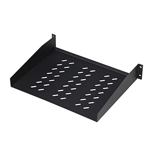 Image of DIGITUS Shelf for fixed installation - 19-inch - 2U - Front mounting - Load capacity 25 kg - For network and server cabinets - From 800 mm cabinet depth - Black