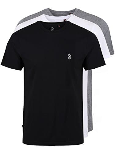 Image of LUKE 1977 Mens Johnys 3 Pack Short Sleeve Crew Neck T-Shirt Top (L, Black Grey White)