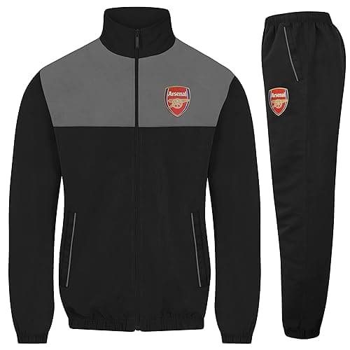 Image of Arsenal FC Official Gift Mens Jacket & Pants Tracksuit Set Black Grey XXL