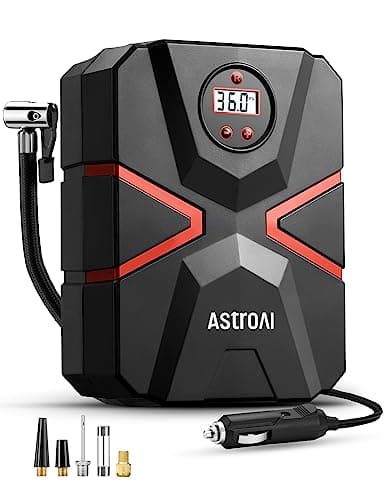 Image of AstroAI Tyre Inflator Air Compressor 12V DC, Car Accessories Digital Tyre Pump 150 PSI, Preset Tyre Pressure & Auto Shutoff, Electric Tyre Pumps for Cars Motorcycles Bikes (Black&Red)