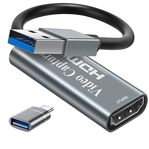 Image of video capture card, Papeaso 4K HDMI to USB capture card, Full HD 1080p video capture device, HDMI Video Game Capture for Editing Video/Games/Streaming/Online Teaching(silver)