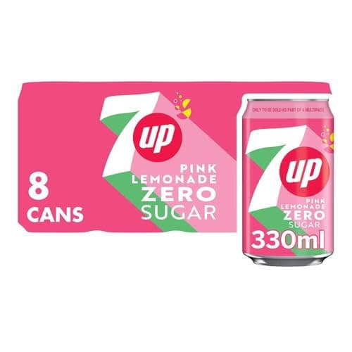 Image of 7UP Zero Pink Lemonade 330ml Can (Pack of 8)