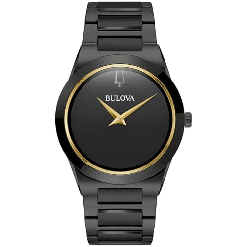 Image of Bulova Mens Modern Millenia Black Ion Plated Stainless Steel 2-Hand Quartz Watch, Black Dial Style: 98a313