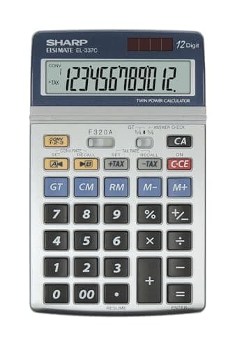 Image of Sharp Calculator Tax Euro Desktop Tax Battery/Solar-power 12 Digit 104x168x18mm Ref EL337EB