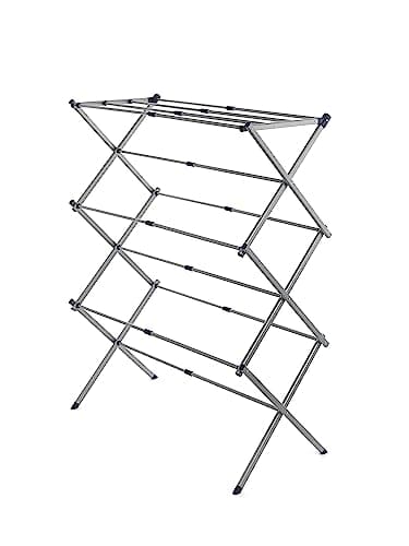 Image of Addis Extendable 3-Tier Indoor Clothes drying Airer Rack with 7 metre drying extends from 44cm up to 72cm wide, Metallic Silver