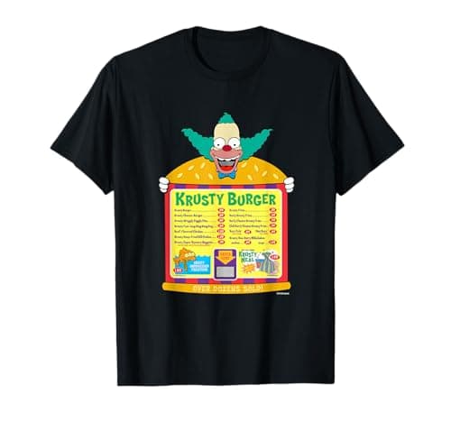Image of The Simpsons Krusty the Clown Krusty Burger Menu T-Shirt