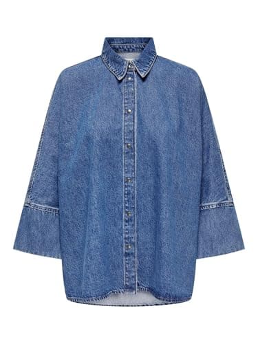 Image of ONLY Women's Denim Shirt, Medium Blue (Medium Blue Denim), M