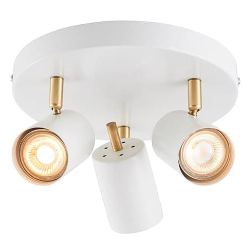 Image of Betta Lighting Matt White & Satin Brushed Gold GU10 LED Ceiling Spotlight