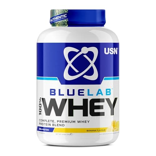 Image of USN BlueLab 100% Whey Protein Powder 2kg (58 Servings) - 25g Protein - Whey Isolate, Hydrolysate & Concentrate Blend - High Protein Shake for Muscle Growth & Recovery - Banana