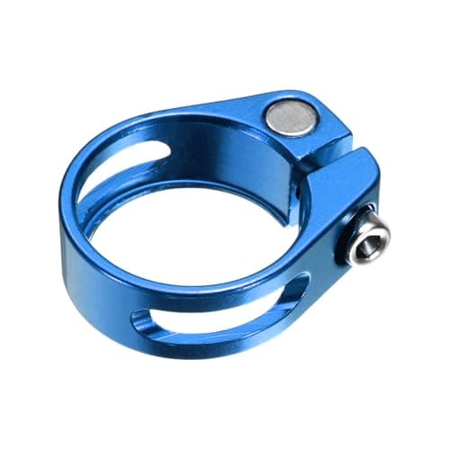 Image of sourcing map Bike Seat Post Clamp, 31.8mm Aluminum Alloy Bicycle Seat Post Clamp Quick Release Tube Clip for 27.2-28.6mm Mountain Road Bike Tube, Blue