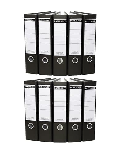 Image of Eastlight A4 Lever Arch Files Black & White Pack of 10