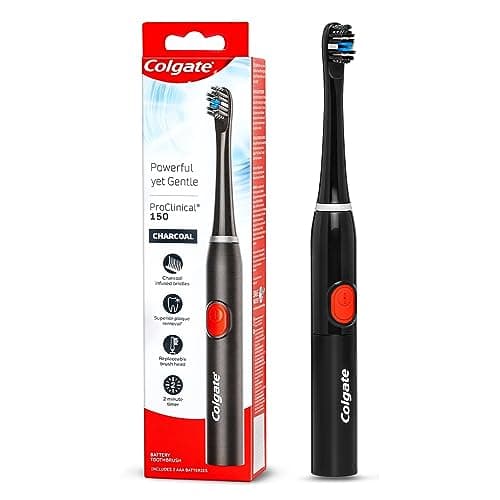 Image of Colgate ProClinical 150 Charcoal Sonic Battery Powered Electric Toothbrush (with Replaceable Brush Head Included)