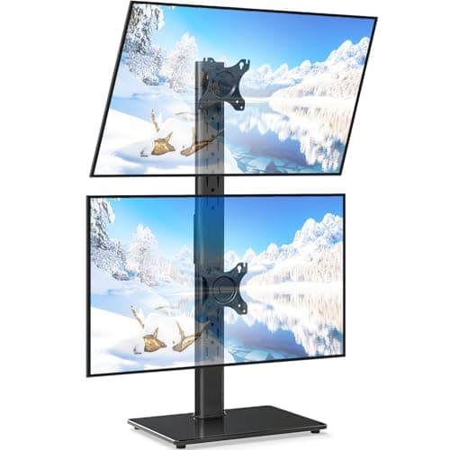 Image of 5Rcom Dual Monitor Stand for 13-38 Inch Screens, Vertical Monitor Stand for Desk, Rotation & Swivel Arms, Height Adjustable 2 Mount Stand with VESA 75x75/100x100mm up to 20KG