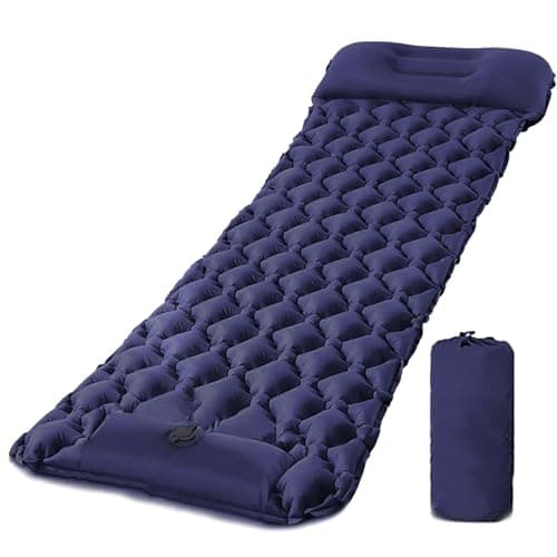 Image of Inflatable Camping Mat with Pillow for Adults Kids- Ultralight Sleeping Mat with Built-in Foot Pump, Durable Waterproof Air Mattress with Storage Bag for Camping, Backpacking, Hiking, Tent