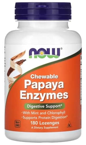 Image of Now Foods – Papaya Enzyme Chewable | Digestive Enzyme Support in Chewable Form – 180 Lozenges