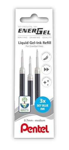 Image of Pentel EnerGel 0.7mm Refill Wallet of 3 - Sky Blue