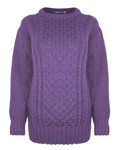 Image of Generation Fashion New Ladies Women Long Sleeve Knitted Jumper Cable Knit Sweater Crew Neck Pullover Everyday Casual Autumn Winter Relax Fit Top Blouse [Purple, M-L]