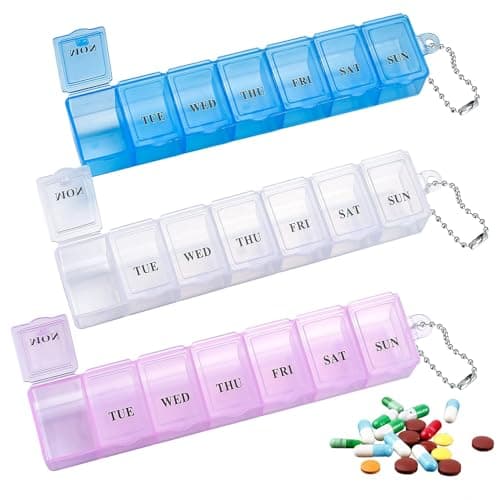 Image of 3 Pieces Pill Box Organiser Pill Dispenser Box, 7 Day Pill Box Organiser One Time a Day, Weekly Pill Box Pill Organiser for Medication, Supplements, Vitamins, Cod Liver Oil
