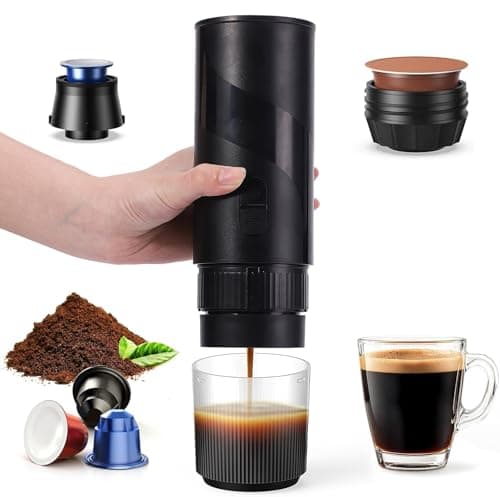 Image of Portable Electric Espresso Maker – USB-C Rechargeable Travel Coffee Machine with 20 Bar High Pressure Pump, Compatible with Ground Coffee & Capsules, Battery Powered Compact Design