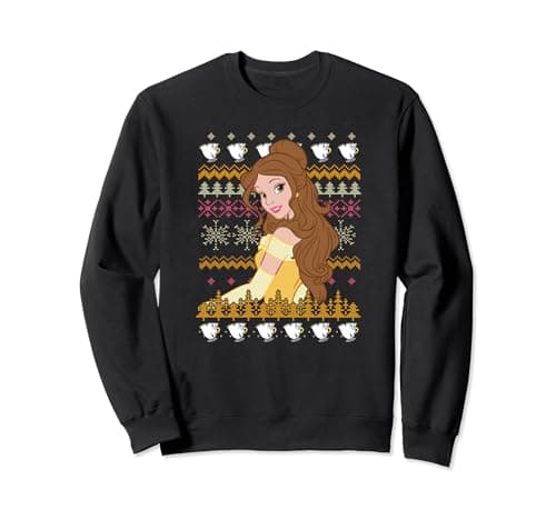 Image of Disney Beauty and the Beast Christmas Belle Tea Cups Sweater Sweatshirt