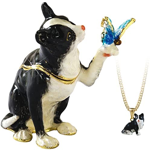 Image of Secrets from Hidden Treasures 1090 Black & White Cat Trinket Box, Height 6.5cm