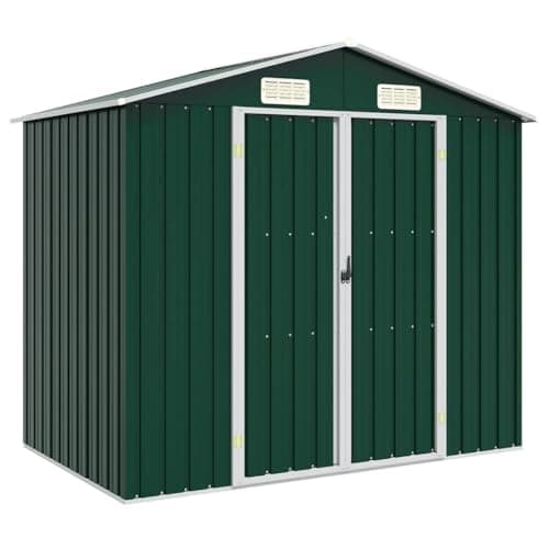 Image of vidaXL Garden Shed Patio Lawn Storage House Cupboard Outdoor Tool Store Shelter Shed Cabinet Foundation Organiser Green Galvanised Steel