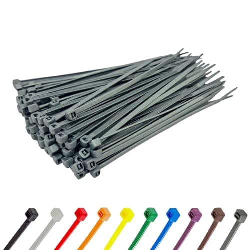 Image of Silver Cable Ties (100 Pack - 300mm x 4.8mm) Nylon Zip Ties Plastic Tie Wraps for Office Cable Tidy Garden DIY