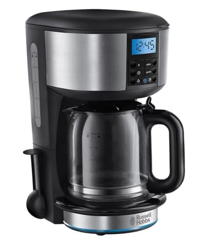 Image of Russell Hobbs Kaffeemaschine [Digitaler Timer, Brausekopf für optimale Extraktion&Aroma] Buckingham (1 bis 10 Tassen, 1,25l Glaskanne, Warmhalteplatte, 1000W) Filterkaffeemaschine 20680-56
