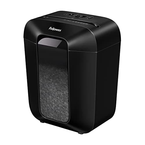 Image of Fellowes Paper Shredder for Home Office Use, 8 Sheet Mini Cut, Deskside Shredders with 17 Litre Bin and Safety Lock, Powershred LX41 Advanced Security P4 – Black