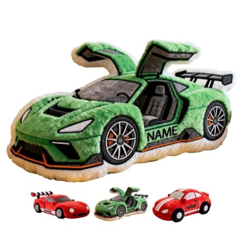 Image of LALILIESS Personalized Race Car Shaped Pillow with Name Cute Theme Pillow for Bed Sofa Couch Decor Race Car Cushion Party Decor Gift for Boy Girl Kid Family Friends Driver