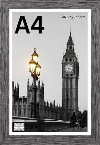 Image of A4 Dark grey Photo Frame – Modern A4 Frame for Certificates, Pictures & Prints, Wall Hanging (Portrait or Landscape), Document & Poster Frame UK