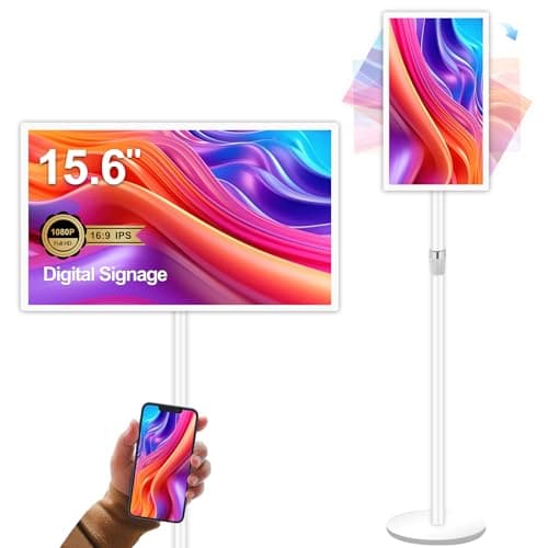 Image of AYSTekMann 15.6" Digital Signage Display 10000 mAh Capacitive Touch Screen Advertising Display with Wireless Screen Mirroring, All in One LCD Screen HDMI-in with Android 11(2+32GB)