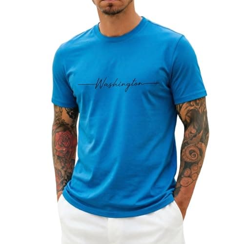 Image of Graphic T Shirt Letter Print Starry Sky Short Sleeve Tee Casual Summer Top Comfortable Blend Shirt (B-Sky Blue, S)
