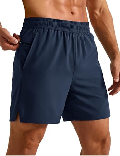 Image of MAGCOMSEN Men's Running Shorts 5" Lightweight Quick Dry Gym Sports Elastic Waist Athletic Pants with Pockets Navy, L