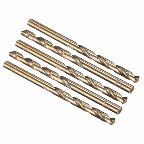Image of Kozelo 5pcs Drill Bit - [5.5mm Diameter] M35 5% Cobalt HSS Cutting Tool for Machining Hard Metal Steel Woodworking Handicraft Use, 135° Cutting Angle Gold