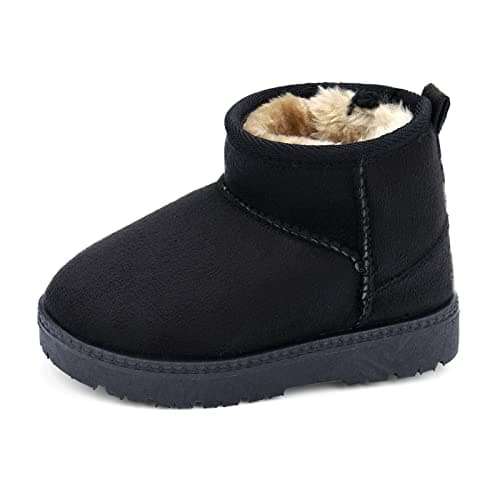 Image of MK MATT KEELY Baby Winter Booties for Toddlers Kids Boy Girl Warm Snow Boots Plush Shoes with Soft Rubber Sole Black