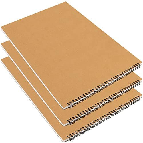Image of KOHAND 3 Pack A3 Sketchbook, Kraft Cover Spiral Bound Notebook Sketch Pad, 30 Sheets/60 Pages Blank Paper Sketch Book for Sketching, Scrapbooking, 420 x 297mm