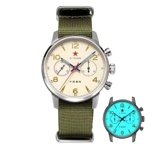 Image of TOPHILL Men's Watch 1963 40mm Manual Winding Seagull ST1901 Movement Aviation Chronograph Pilot's Watch Mechanical Sapphire Glass Stainless Steel Case, 40 mm Fully Luminous Dial Comes with Brown Strap
