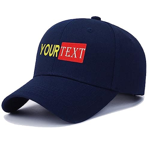 Image of Custom Embroidered Hat,Embroidered Cap, Personalized Adjustable Baseball Cap Add Your Text & Logo UK Navy
