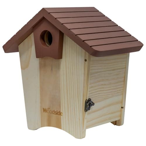 Image of Woodside Wooden Bird House with Clear Viewing Panel – Durable NZ Pine, Predator Guard & Mesh Floor, Easy-Clean Garden Nest Box