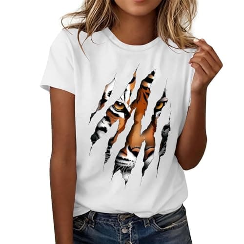 Image of Womens White T Shirt, Funny Tshirts Women UK Short Sleeve Ladies Summer Tops Novelty Humor Graphic Print Party Top Tunic Lightweight Breathable Blouses Crewneck Casual Tees