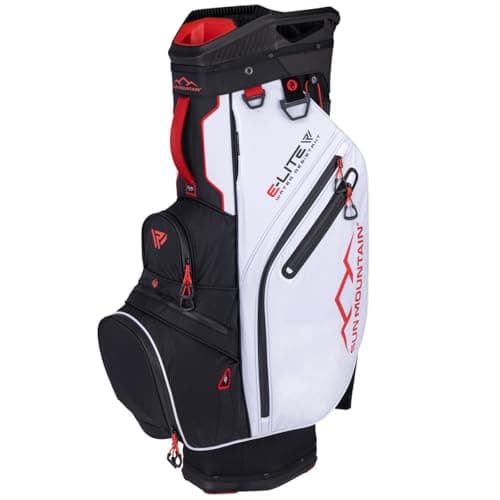 Image of 2025 Sun Mountain E-Lite 14-Way Golf Cart Bag (Black/White/Red)