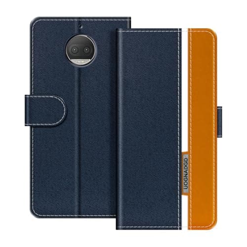 Image of UOGNADGD Leather Phone Case Compatible with Motorola Moto G5S Plus Flip Wallet Cover with Magnetic Closure, Kickstand & Card Holders, Shockproof Protection (Blue)