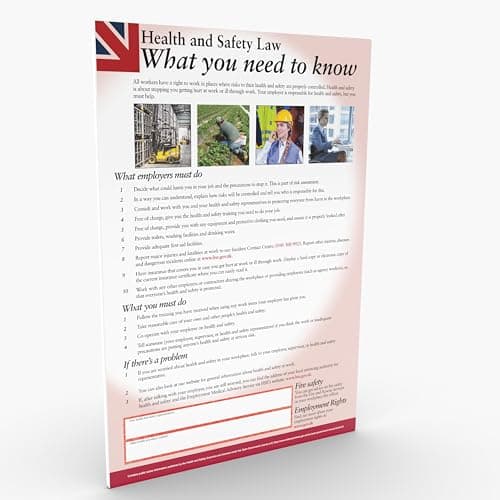 Image of Health And Safety Law Poster UV Ink - matt anti glare 1mm Recycled HIPS adhesive backed FWC30 HSE Essential for every business, LIFETIME GAURENTEE & REPLACEMENT