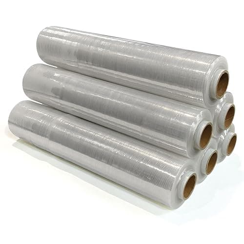 Image of JeeJaan® 6 Rolls Clear Pallet Wrap 400mm x 300m 20mu 1.75 kg Standard Core Tear Resistant Shrink Wrap & Stretch Wrap Water & Moisture Proof Industrial Cling Film Multi-Use Pallet Wrap & Furniture