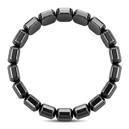 Image of Solvio] Men’s Hematite Bracelet, Hematite and Crystal Bracelet, Natural Stone Bracelet, Men’s Jewellery, Birthday Gifts, Stretch Bracelet