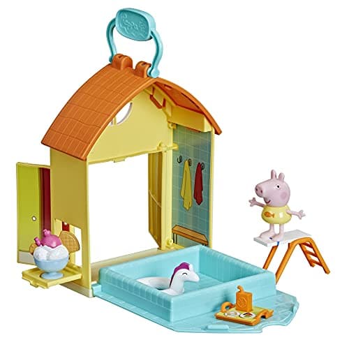Image of Peppa Pig Peppa’s Adventures Peppa’s Swimming Pool Fun Playset Preschool Toy, Includes 1 Figure and 4 Accessories, F2194
